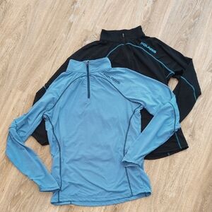 Polaris 1/4 Zip Blue 🔵 and Black⚫️ Long Sleeve Tops Women's sz Large (Lot of 2)
